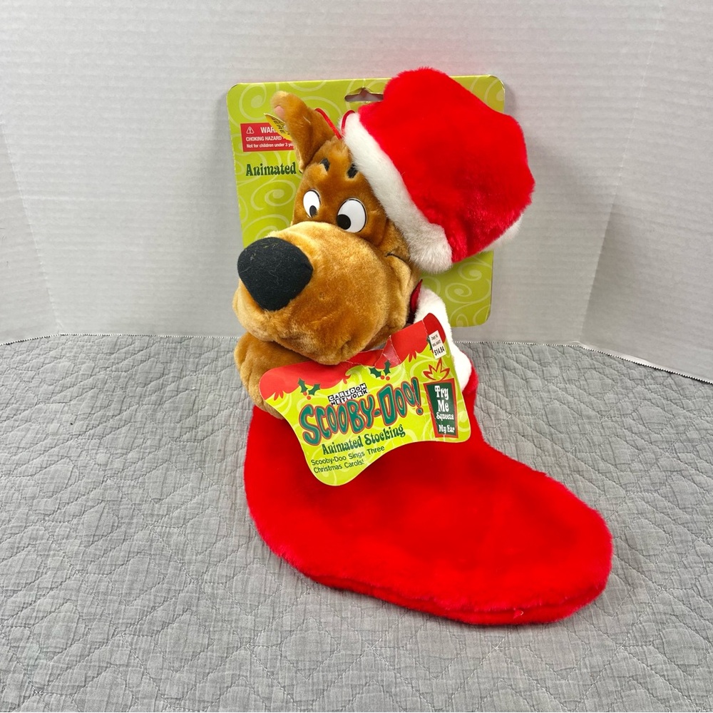 Vintage 2000 Talking Scooby Doo Plush Stocking Cartoon Network NEW Works